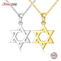 Kolyeler Tongzhe Collare Magen David Kolye Yıldızı 925 STERLING Gümüş İsrail Zinciri Kolye Kadınlar Judaica Yahudi Erkek Mücevherleri 2019