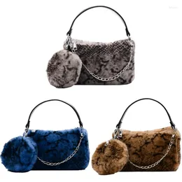 Bag Asds-Retro Snake Mönster Kvinnor underarmsäckar med små myntväskor Autumn Winter Fashion Plush Ladies Shoulder Handväskor