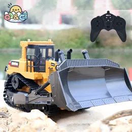 Cars RC Bulldozer 1/24 Fjärrkontrolllastare Alloy Plastic Engineering Car Dump RTR Electric Vehicle Toy for Kid Gift Huina 1567/1569