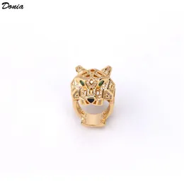 Donia Jewelry Europeu e American Fashion Leopard Head Ring incrustado com AAA Gre presente de luxo de zircão 240420