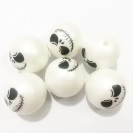 ネックレス卸売12mm 500pcs/バッグ、20mm 100pcs/lotマットパールプリントファッションハロウィーンジュエリー/ネックレスデザイン用の新しいゴーストビーズ