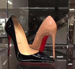 Designerskie kobiety buty na wysokim obcasie czerwone błyszczące dna 8 cm 10 cm 12 cm cienkie obcasy czarne nagie patentowe skórzane kobiety