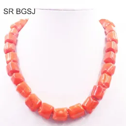 Necklaces Ethiopian Jewelry 18" 1214mm Orange Natural Beads Women Trendy Short Collar Choker Real Coral Necklace
