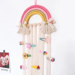 Decorative Figurines Nordic Style Hand-woven Rainbow Hangings Children's Room Hairpin Storage Tape Wall Decoration Hanging Finishing
