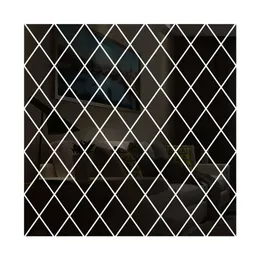 17/32/58pcs ملصق جدار ملصق ديكور مرآة DIY الماس Rhombus سطح الاكريليك ملصقات غرفة المعيشة دي ديكور S