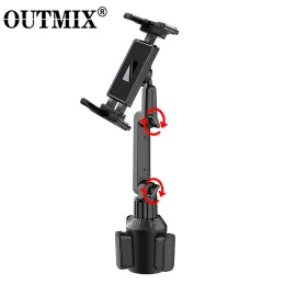 Stands Outmix Car Cup Titular Telefone Mount Universal Ajuste Angle Cradle Copo Montar comprimido para telefones celulares de 412,9 polegadas para tablet PC