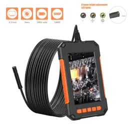 Kameror 2m 5m 10m HD EndoScope Camera IP67 8mm Len 4.3 "LCD -skärm Borescope 1080p Inspektionskamera 2600 mAh 8 LED -skärm endoskop