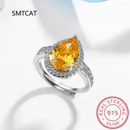 Cluster Rings 925 Sterling Silver Pear Cut Citrine Gemstone Ring For Women Party Water Drop Fine Jewelry Wholesale