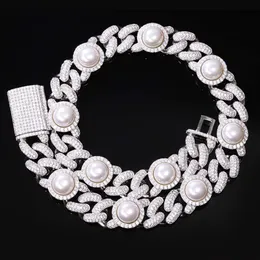 Pearl naturale D -Natural Dide 3 mm personalizzato VVS Moissanite Sterling Silver Cuppan Link Cowelry Collana
