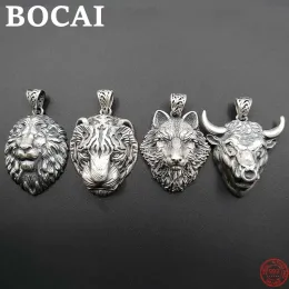 PENDANTI BOCAI S999 Sterling Silver Pendants for Women Men New Fashion Lion Catle Wolf Tiger Heads Argentum Amulet Gioielli Spedizione gratuita