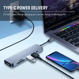 Hubs USB C HUB Dock Typec su HDMicompatible RJ45 100m Adattatore Tipo C OTG BASEUS TF SD Reader PD 3.0 Splitter per MacBook Pro Air M1