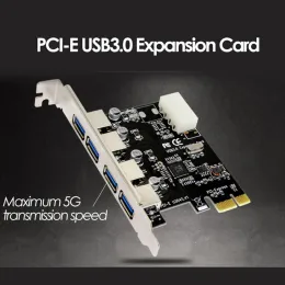 카드 UTHAI 4 포트 USB 3.0 PCIE 확장 카드 PCI Express PCIE USB 3.0 허브 어댑터 4 포트 USB 3 0 PCI E PCIE Express 1X