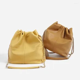 Totes Chains Shoulder Bucket Bag Large Capacity Bags For Women Crossbady Bolsas Tote Bolsos Mujer Genuine Leather Sac De Femme