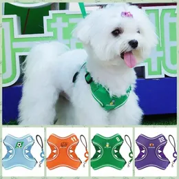 Dog Collars Sporty Style Mesh Pet Chest Strap Supplies Adjustable Breathable Harnes Leash Set Soft Harness Vest Summer