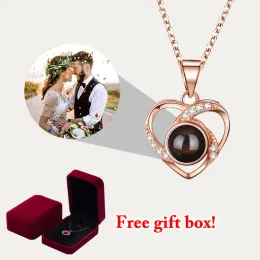 Necklaces S925 Custom Necklace Photo Projection Pendant Zircon Jewelry For Girlfriend Gifts 2022 Trendy Creative Accessories With Gift Box