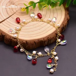 Armbänder Glseevo Frischwasser Perle natürliche rote Kristallarmbänder für Frauen Hochzeit Geschenke Boho Schmuck Perly Bransoletka GB0922
