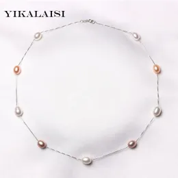 Necklaces YIKALAISI 925 Sterling Silver Chain Natural Pearl Chokers Necklaces Jewelry For Women 78mm Pearl Necklaces Accessories
