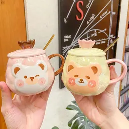 Кружки корейская милая медведя корона Керамическая чашка личность творческий интересный тенденция молока завтрак ресторан мультфильм маленький животный кружка