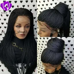 250% Densidade Cornrow Retor de torno brasileiro Twist Braided Wigs Synthetic Lace Front Wig Crochet Twist Braids Hair Wig Full With Baby Hair 512