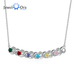 목걸이 Jewelora 개인 인피니티 펜던트 27 개의 Birthstone이있는 맞춤형 새겨진 이름 목걸이 크리스마스 가족 선물