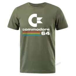 Gömlekler Erkekler Tshirts Yaz Commodore 64 Baskı Üst Tişört C64 Sid Amiga Retro Serin Tasarım Tshirt Camisas Hombre Üst Tee Mens Giyim