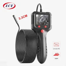Brackets Handheld Industrial Endoscope Camera 2.4'' HD1080P 30 Meter Rigid Cable Pipe Sewer Inspection Borescope IP68 Waterproof 2600mAh