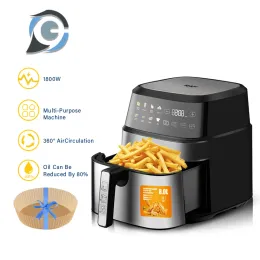 Fryers 8L Large Capacity Smart Electronic Digital Deep Fryers Without Oil 1700W MultiFunction With Touchscreen Household Air Fryer