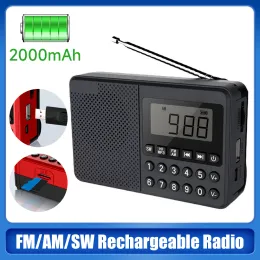 Radio FM AM SW Radio Portable Radios AM FM Rechargeable Shortwave Radio Full Wave Dual Antenna Radio Receiver Speaker Support TF Card