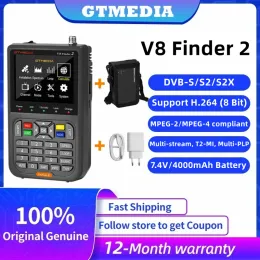 Receivers GTMEDIA V8 Finder 2 Satellite Signal Finder DVBS/S2/S2X Digital 1080P HD H.264 (8 Bit) TV Signal Receiver 7.4V Grey Version