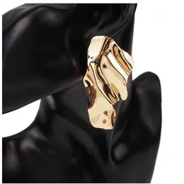 Europeiska uttalande droppörhängen för kvinnor silver gyllene färg metall oregelbunden geometri örhängen överdrivna modesmycken gåva AB176