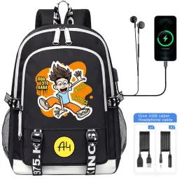 Mochilas Cartoon Merch A4 Crianças Backpack Novo USB A4 Vlad Boy Girl School School School Capacidade para crianças adolescentes