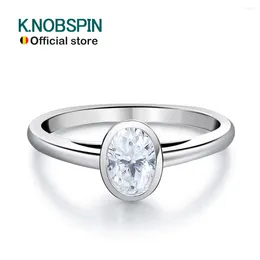 Küme halkaları KNOBSPIN D VVS1 Oval Moissanit Halkası Orijinal 925 STERLING Gümüş Kaplama 18K Altın GRA Sertifikaları Kadınlar İçin Düğün