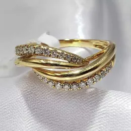 Bands Huitan 2022 Nuovi anelli alla moda per donne Colore d'oro di alta qualità Griluntale zirconia cubica Fingerrings per il fidanzamento del matrimonio gioielli