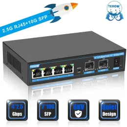 스위치 Terow 2.5Gbps 4 포트 이더넷 스위치 및 2 포트 10G SFP 네트워크 무선 AP 용 기가비트 스위치 란 허브