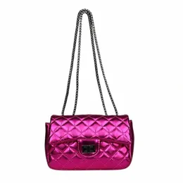 Luxus Frauen PU Diamd Gitter Crossbody Bag Fi Kette Mini -Klappen Menger -Tasche für Frauen trendige Geldbörsen kleine Umhängetaschen x3dn#