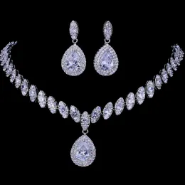 Kolyeler EmMaya Simüle Gelin Gümüş Kolye Setleri 5 Renk Düğün Takı Parüre Bijoux Femme Partisi Hediye