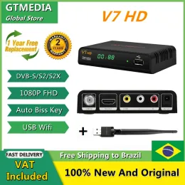 أجهزة الاستقبال GTMedia v7 HD DVBS/S2/S2X AVS+BISS Auto Roll Full Powervu USBWIFI Dongle Online Decoder رسمي