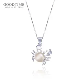 Necklaces Fashion Women Pure 925 Sterling Silver Necklace Freshwater Pearl Crab Shape Pendant Accessories Necklace For Party Dress Up