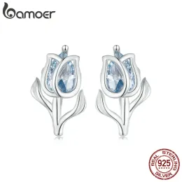 Серьги Bamoer 925 Серебряные стерлинговые серебряные изящные серьги с серьгами -косой шпинели