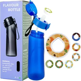 Luft -Up -Wasserflasche mit Geschmackstapeln Set und Stroh 650 ml Outdoor Fitness Sport Mode Trinkflasche 0 Zucker 0 Kalorien 240412