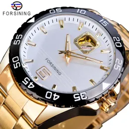 Titta på Forsining Mechanical Golden Mens Watch Top Brand Luxury Business Man Wates Business Automatisk ny ankomst Fashion Man Clock