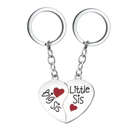 big sis Little sister stainless steel heart-shaped keychain peach heart drop oil keychain family best friend gift