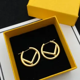 Women Hoop Gold Earrings Fashion Luxury F Jewelry Womens Ear Studs Laides Party Wedding Orecchino Boucles D'oreilles Silver H202u