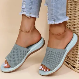 Women Sandals Stretch Fabric Low Heels Sandals Casual Beach Summer Shoes For Women Slippers Summer Sandals Zapatos Mujeres 240412