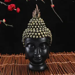 Dekorativa figurer Buddha Head Figur Harts Figur Statue för skrivbordsstudieprydnad 9.5x9.5x20cm Buddhism Religiös dekoration
