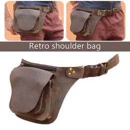 Aufbewahrungstaschen 1PC mittelalterlicher Vintage PU Lederbeutel Steampunk Hüfte Pocket Viking Outdoor Brieftasche für Männer Reisen Taillenpackung