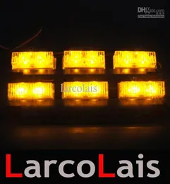 Larcolais Ny 2 x 6 LED -indikator Flashing Flash Strobe Emergency Grille Car Truck Light Lights LED CAR Light9488940