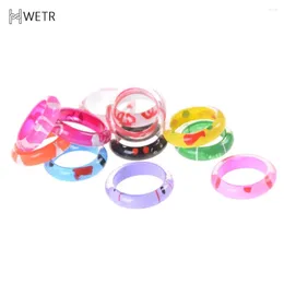 Cluster Rings 10pcs/set Acrylic/Resin Mix Painted Assorted Baby Kids Girl Children's Cartoon For Christmas Gift