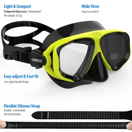 Copozz Professional Diving Scuba Mask Ingen dimma snorkling Dykglasögon Tätning Tempererade glasglasögon Män kvinnor 240416