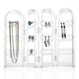 Aufbewahrungstaschen Plastik Klar Ohrringe Stufen Display Rack Klappbildschirm Ohrring Juwelierhalter Box Geschenk für Frauen